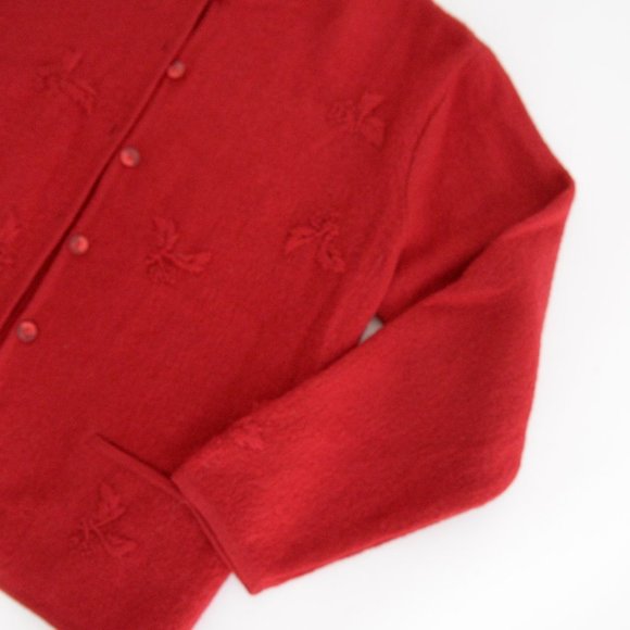 Vintage Tabi Red 100% Wool Button Down Cardigan Size Medium - Picture 5 of 13